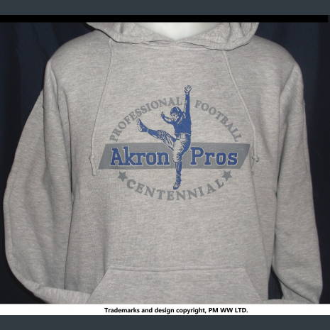Akron Pros. Pro Football year one 1920 hoodie with hand warmer tunnel pocket.