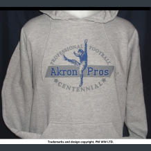 profootball100.com  AKRON PROS pullover Akron Pros. Pro Football year one 1920 hoodie with hand warmer tunnel pocket.