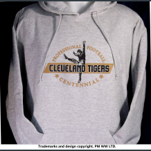 profootball100.com  CLEVELAND TIGERS  pullover front Cleveland Tigers Pro Football year one 1920 hoodie with hand warmer pocket