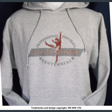 profootball100.com  RACINE CARDINALS  pullover front Racine Cardinals Pro Football year one 1920 hoodie with hand warmer pocket